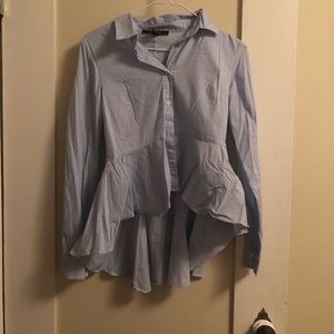 Forever 21 Blue And White Pinstripe Blouse